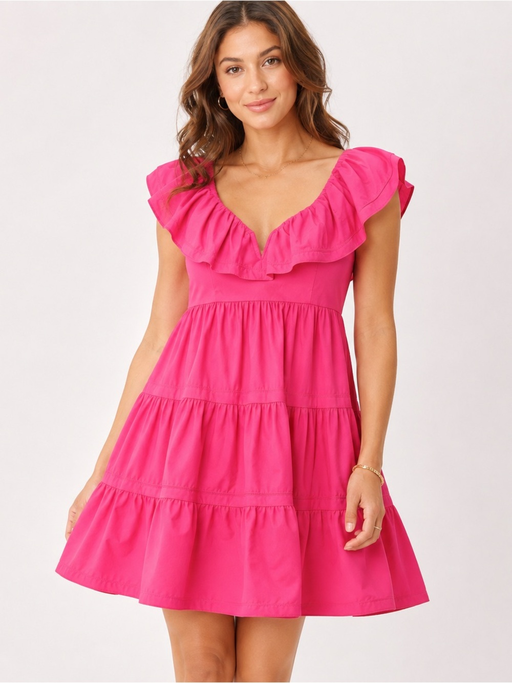 Saylor NYC Karalyn Pink Mini Dress Ruffle Bow Back Size Large